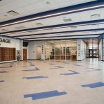 The cafeteria lobby of the The student entrance of the Fargo - Gage Public Schools Event Center was designed by Renaissance Architecture.