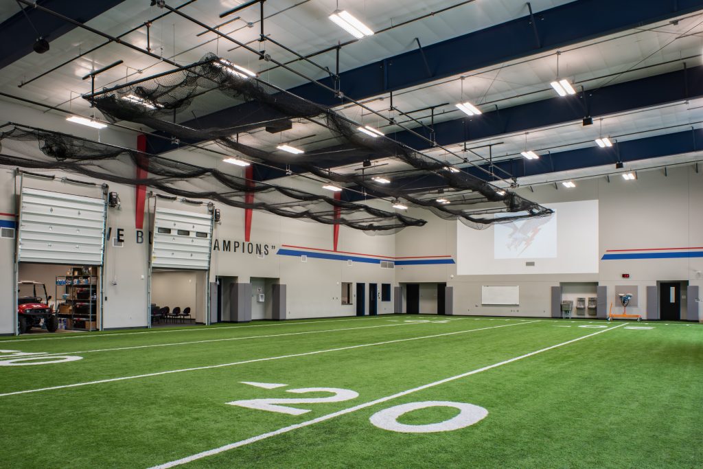 The football training area at Millwood Public Schools Multi-Sport Facility was designed by Renaissance Architecture.