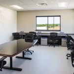 The new workspace at Millwood Public Schools overlooks the Multi-Sport Facility and was designed by Renaissance Architecture.