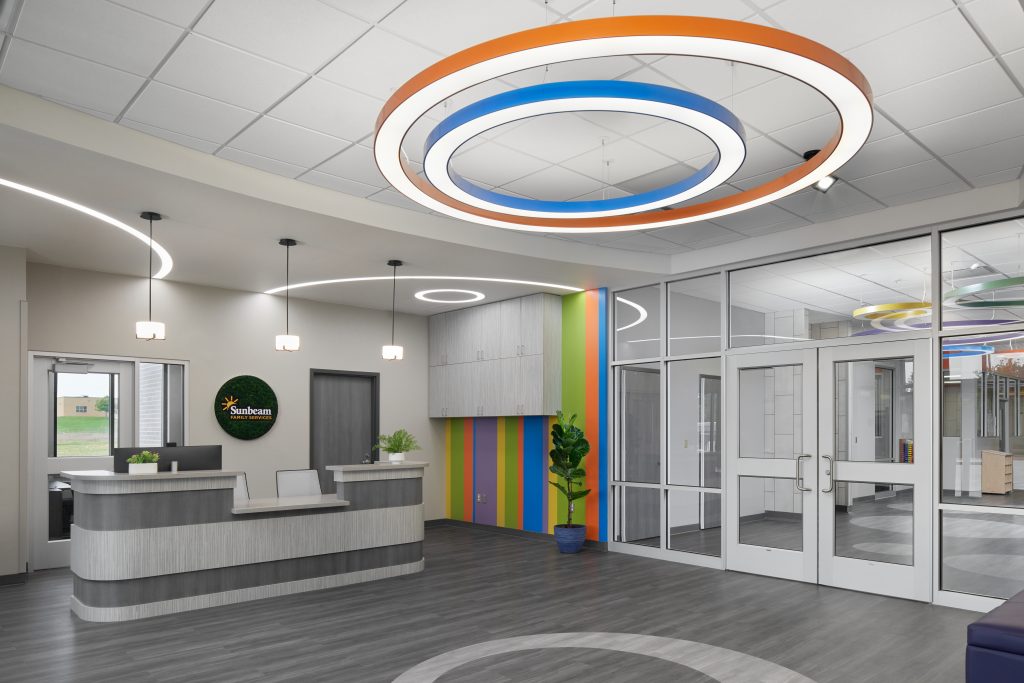 The check in desk and secure entry of Metro Technology Centers- Early Education Center was designed by Renaissance Architecture.